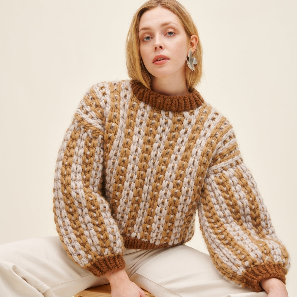 chunky sweater in neutral colours