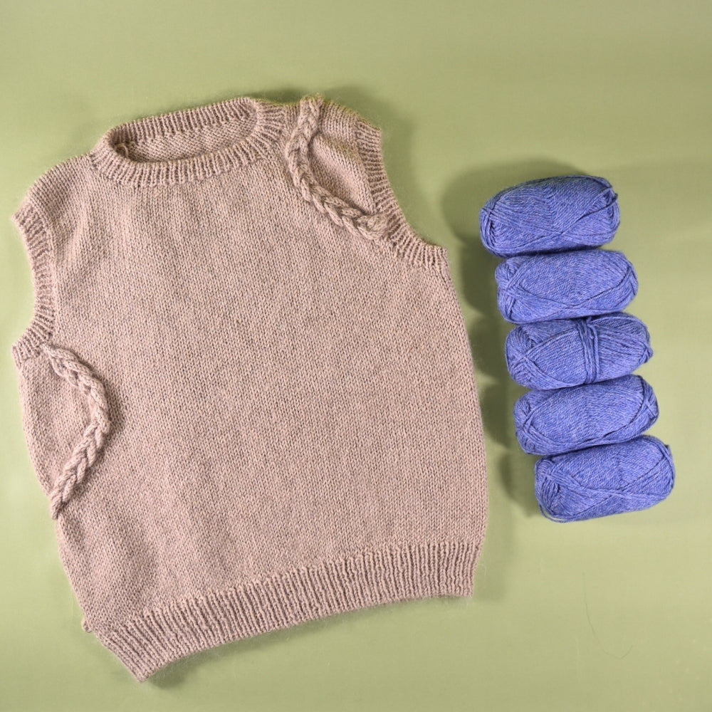 Pope Knits - Braided Lines Vest Bundle - Yarn & Digital Pattern