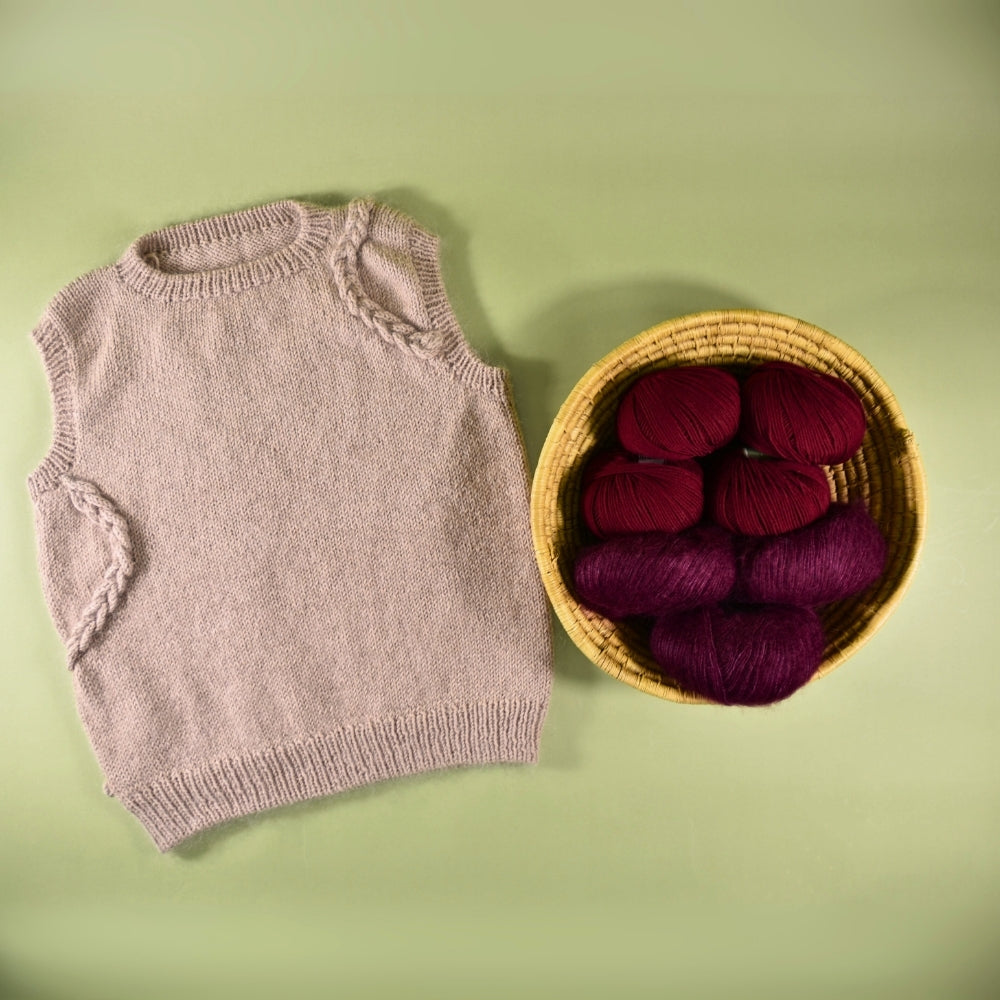 Pope Knits - Braided Lines Vest Bundle - Yarn & Digital Pattern
