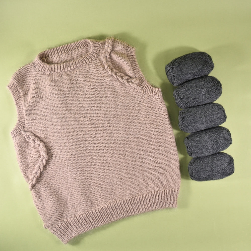 Pope Knits - Braided Lines Vest Bundle - Yarn & Digital Pattern
