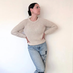 Duna sweater crocheted showcased by her designer