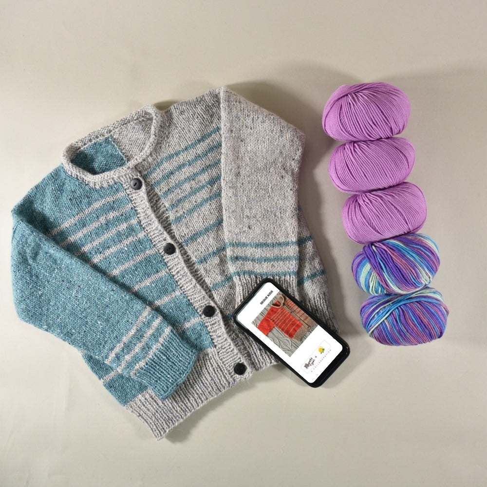 Vera Loves Knitting - Segue Cardigan Kids Bundle - Yarn and Digital Pattern