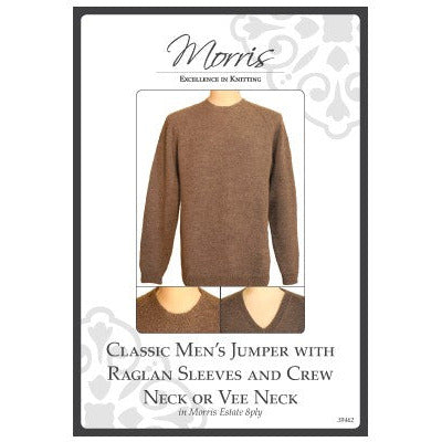 Classic Men's Jumper with Raglan Sleeves and Crew Neck or Vee Neck - Morris & Sons Australia