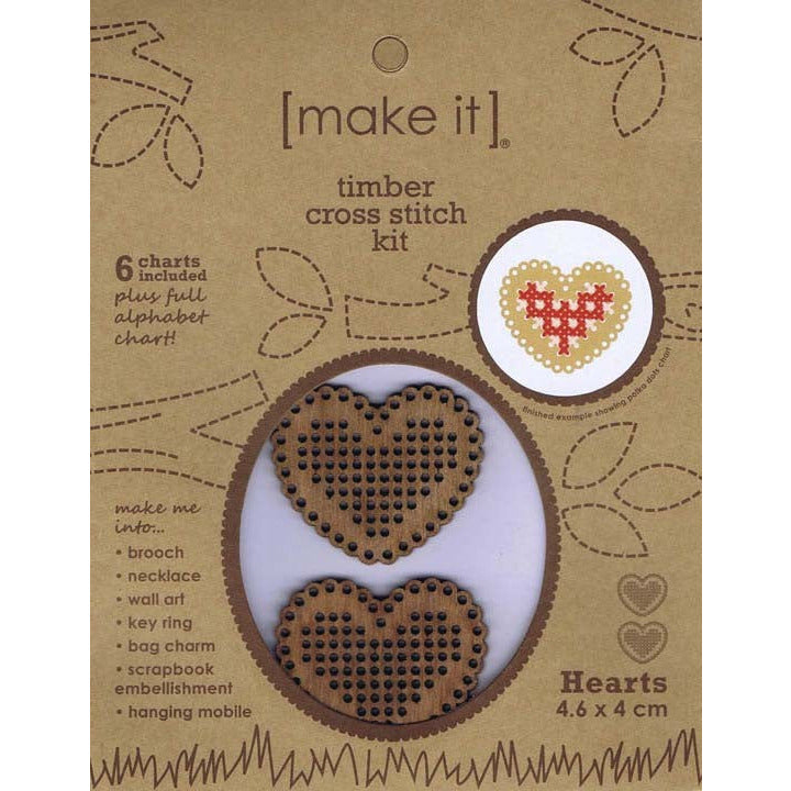 Hearts Timber Cross Stitch - Morris & Sons Australia