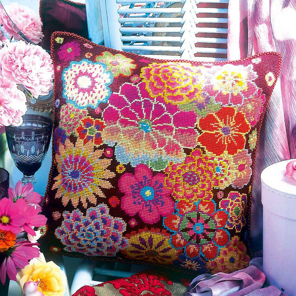 Fire Flowers Cushion tapestry kit - Morris & Sons for premium quality tapestry kits