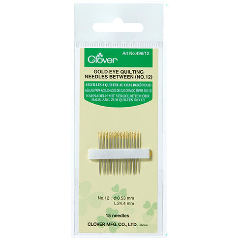 Clover Gold Eye Quilting Needles Between No. 12