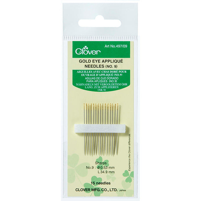 Clover Gold Eye Applique Needles No. 9