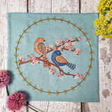 Printed Linen Embroidery Kit Birds & Blossoms.