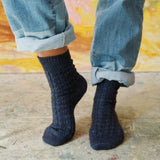 knitted blue socks