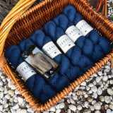 Ingrid sweater man by petiteknit yarn and pattern bundle blue
