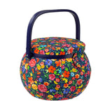 Sewing Basket Round- Flower Joy Navy