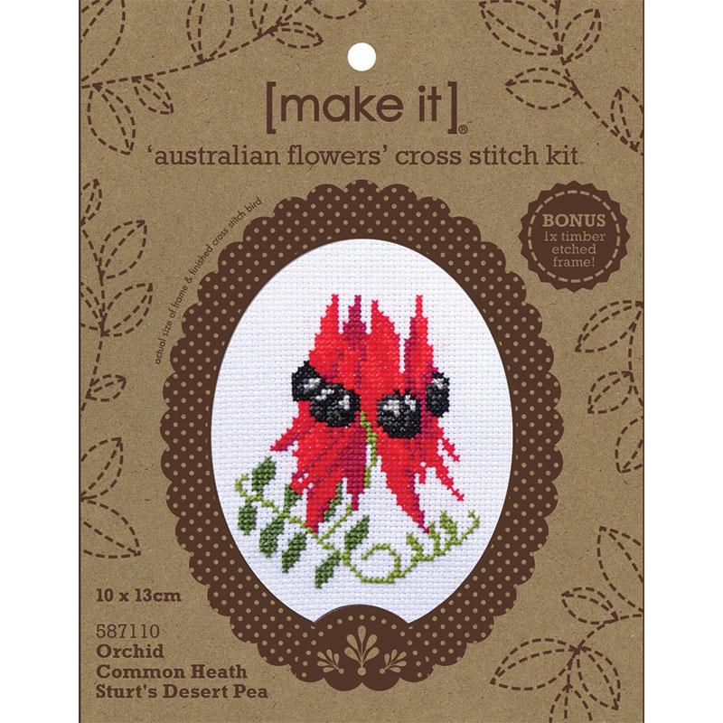 Australian Flowers with Timber Frame Cross Stitch Kit