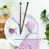 Knitting needles 4 Symphonie handcrafted single pointed straights in 25cm and 35cm colourful timber grain